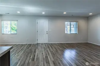 View of the front door and great room