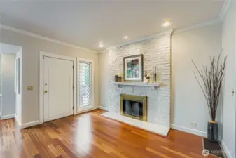 Dedicated front Entry with gas fireplace just inside the door.