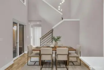 (Virtually Staged) Dining area off kitchen with slider to patio
