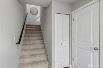 Entrance. Closet & garage to right