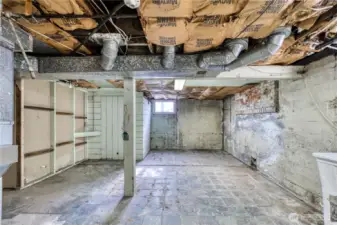 Another portion of the unfinished basement