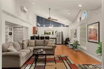 The seating area and kitchenette can be reserved for large parties and the fan and AC will keep you cool during the warm summer months