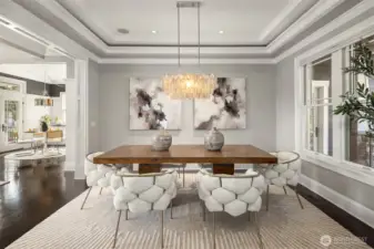 Dining room with custom inset ceiling.