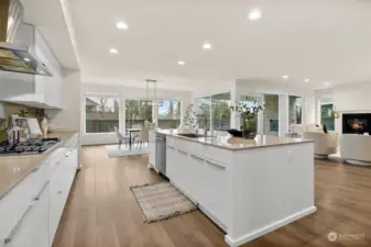 Kitchen seamlessly opens to dining space and great room perfect for entertainment