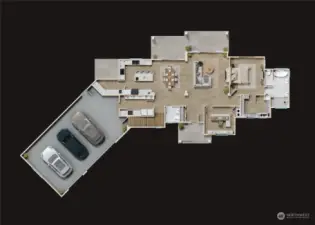 First level rendering of floor plan.  Finishes subject to change depending on availability.