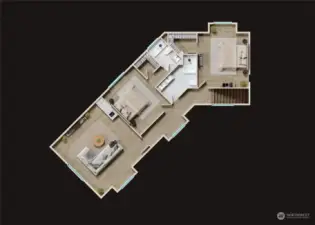 Second level rendering of floor plan.  Finishes subject to change depending on availability.