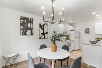 Enjoy intimate dinners or lively gatherings in this well-appointed dining space.