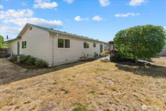 A Large Rear Yard is Fully Fenced. Fall rains will help to bring back the grass.