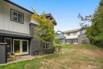 Back patio opens to greenspace