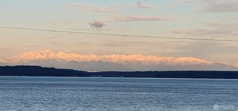 Snow-capped Olympic Mountain range views from the living and dining rooms