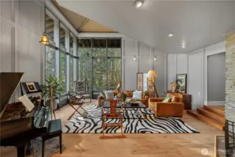 Main living area with vaulted ceilings