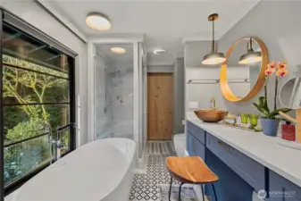 Primary bath with Extra deep soaking tub