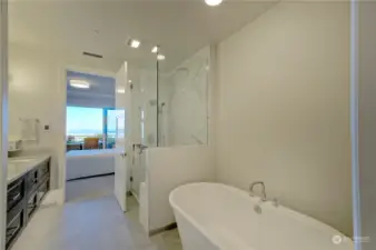 Stand-alone shower AND soaking tub! Not all condos have this.