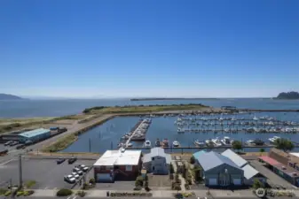 Great views of the Port of Ilwaco, the mighty Columbia River, and over to Astoria and Warrenton, Oregon!