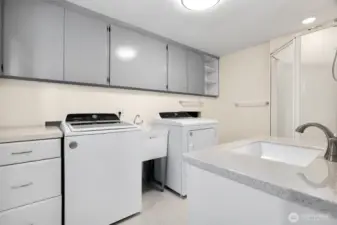 Main level laundry and bath