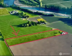 Rough outline of the nearly 10 acres. So close to the famed Nooksack river!