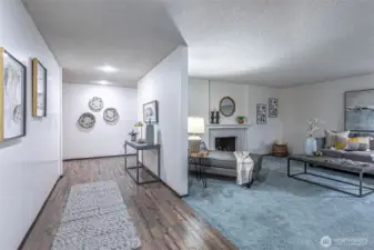 Inside front door foyer and large formal living room