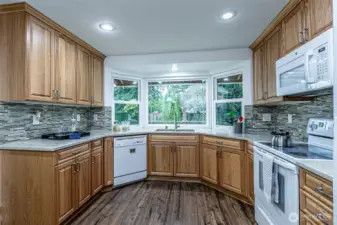 Big windows looking out to the backyard