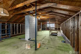 Another view of the unfinished loft/attic.