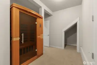 A private in-home sauna creates a relaxing, spa-like experience year-round.