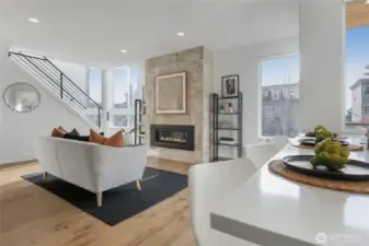Kitchen opening to the main living area.