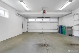Attached two-car garage with generous space.