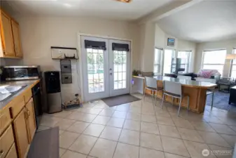 Super spacious kitchen that conveniently opens up into the back yard.