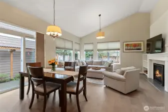 Upgraded engineered hardwood floors throughout the living space.