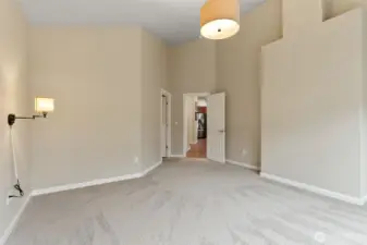 Primary bedroom. closet and bathroom on the left.