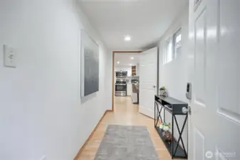 Entrance to lower level ADU (not a basement)