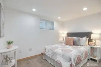 Plenty of room for large bed, dressor, and couch in this ADU studio