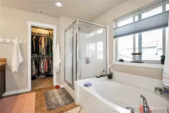 5 piece bath in primary with walk in closet