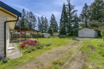 The large lot provides plenty of garden space.