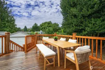 Steps down to the fully fenced backyard ready for play or your favorite furry friend
