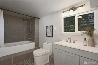 Updated full lower level bathroom