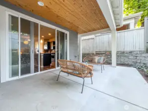 Very private back patio space flows from the kitchen.