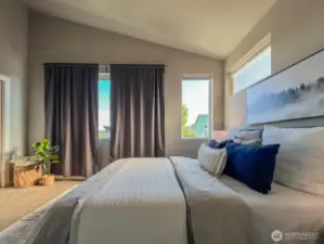 Southern facing window means bedroom is light and bright even in the winter.