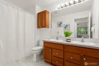 Large TWO sink bathroom upstairs