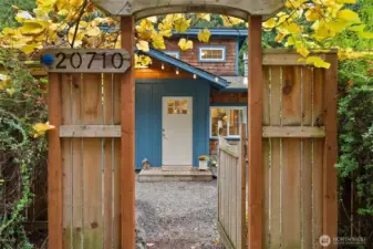 Gated entry to main home front door and property.