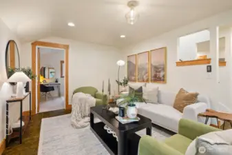 Main Home Living Room and Primary Bedroom Entrance.