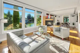 Extra big bright living room overlooking the canals