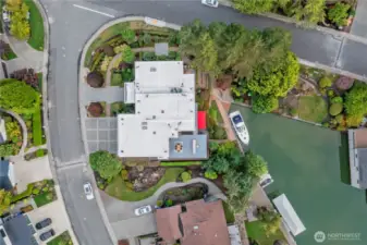 1/2 Acre corner lot with mature, thoughtful landscaping including fruit trees and up-lighting