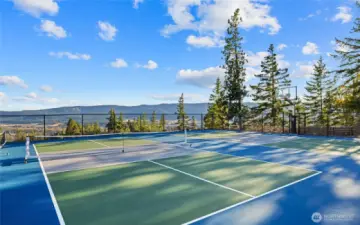 Play pickleball with amazing views!  Pro hack: make sure the person you are playing is on the side looking at the view so they can get distracted.