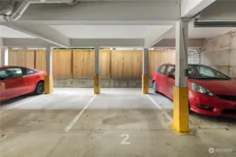 Dedicated garage secured parking space