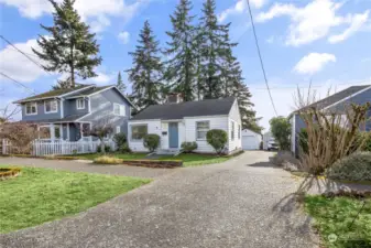 Shared driveway leads to your detached one-car garage.