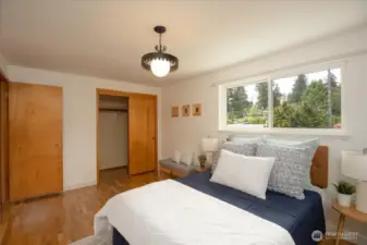 The depth of these closets is amazing! Oak floors are in perfect condition!