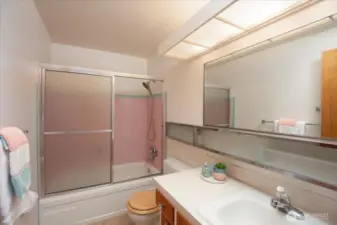 Made upper bath. You could capture the second closet in the 2nd bedroom and make this an incredible bath.