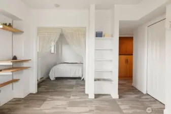 Bedroom and bath off of the living room