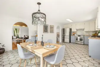 The country style open kitchen has been a wonderful place for gathers over the years!