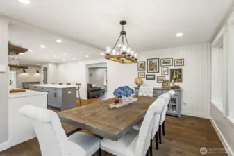 Fantastic easy flow from the kitchen to the dining and living areas.